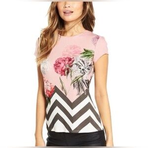 Ted Baker London Eeidan Palace Garden Floral Chevron Fitted Tee Shirt